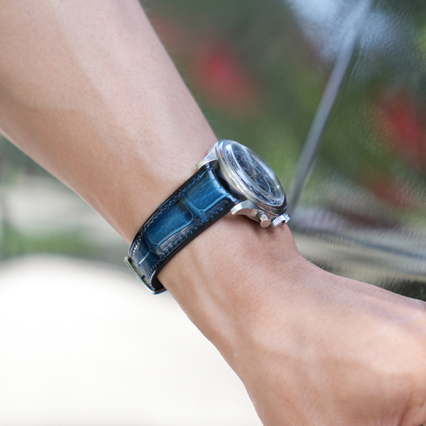 Patina Light Blue Alligator Leather Watch Strap