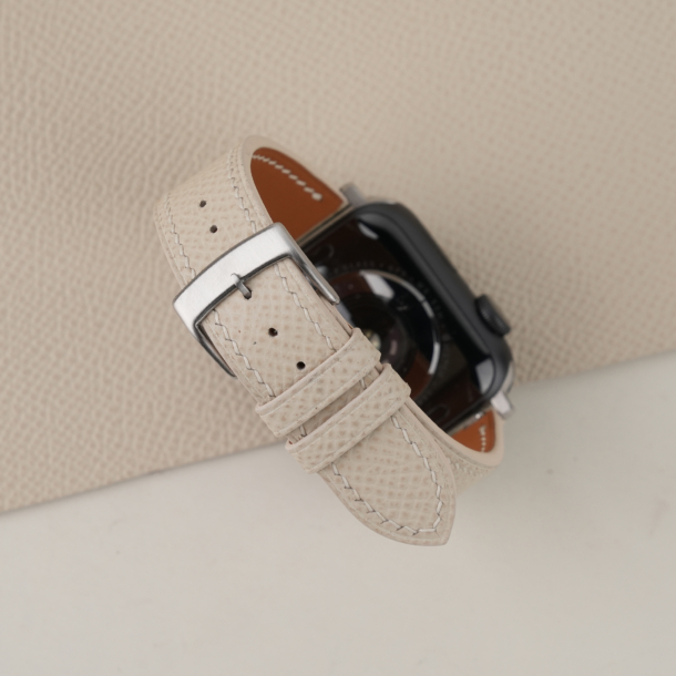 Pearl White Epsom Leather Apple Watch Band
