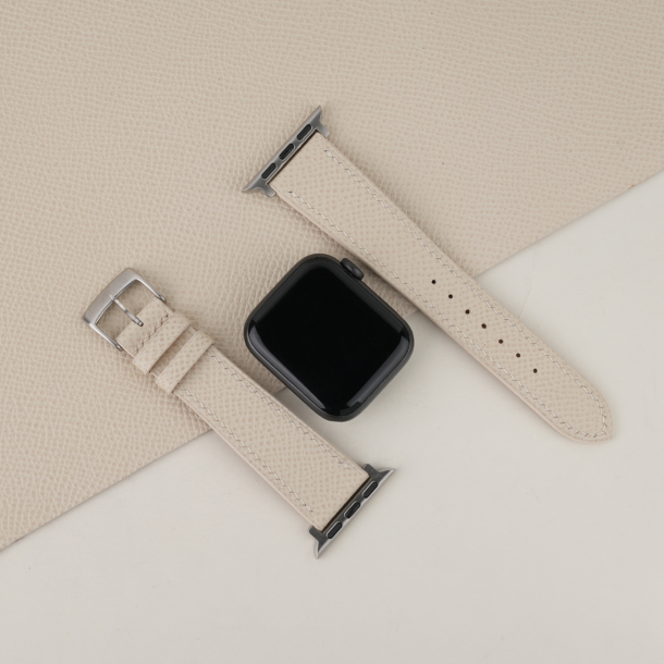 Pearl White Epsom Leather Apple Watch Band
