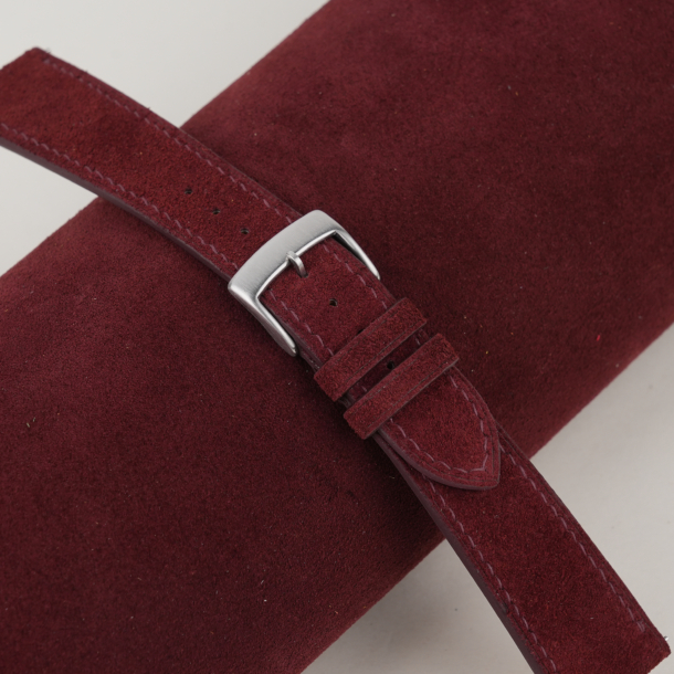 Burgundy Suede Leather Watch Strap