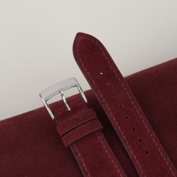 Burgundy Suede Leather Watch Strap