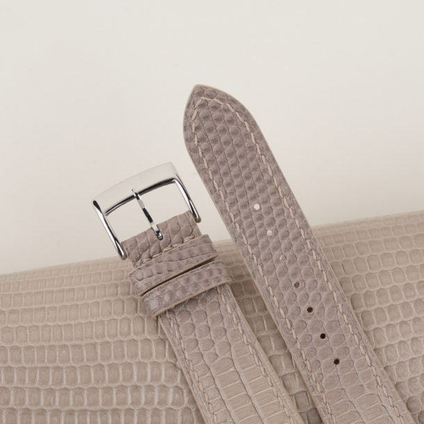 Light Grey Lizard Leather Watch Strap