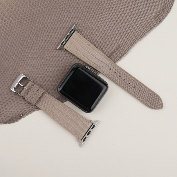 Light Grey Lizard Leather Apple Watch Band