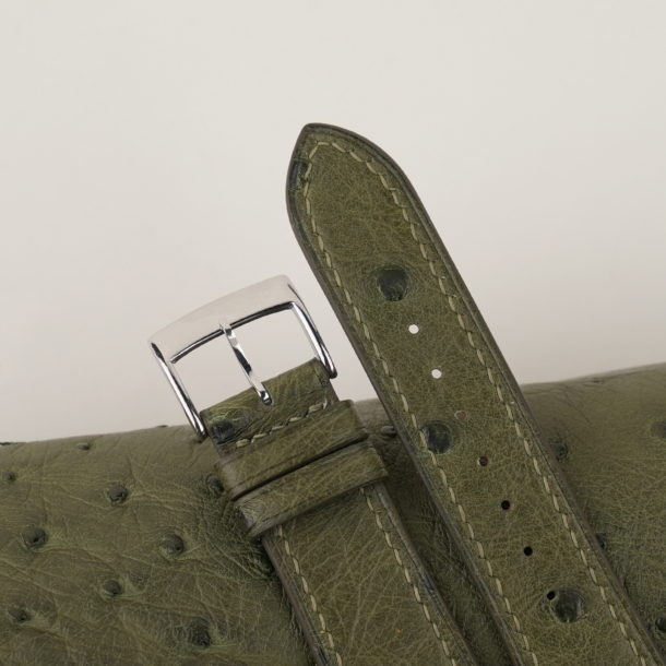 Green Ostrich leather Watch Strap