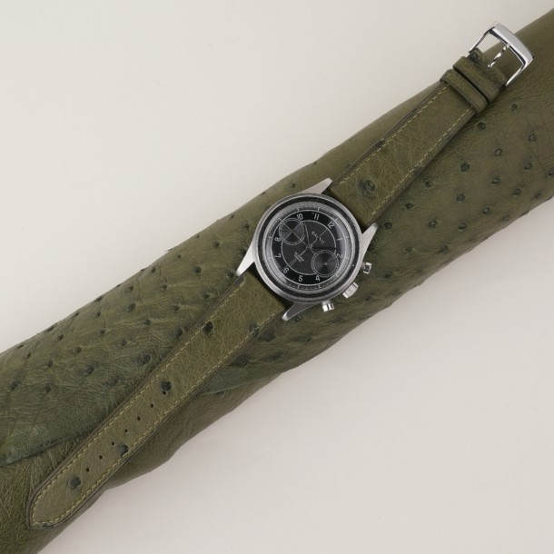 Green Ostrich leather Watch Strap