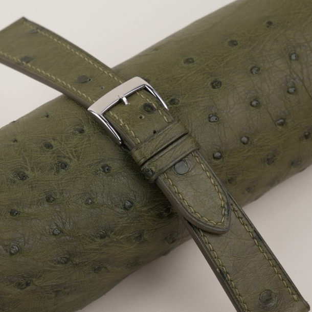 Green Ostrich leather Watch Strap