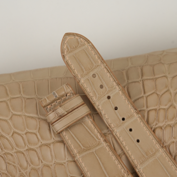 Beige Alligator Leather Watch Strap