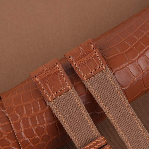 Brown Canvas mix Alligator Watch Strap