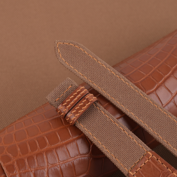 Brown Canvas mix Alligator Watch Strap