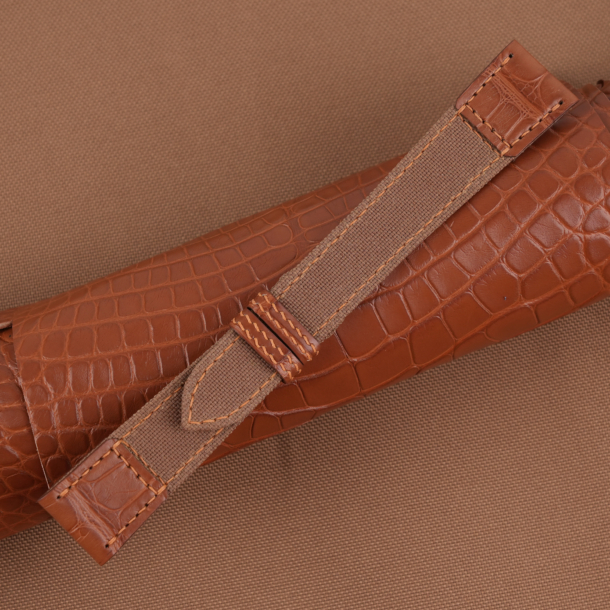 Brown Canvas mix Alligator Watch Strap