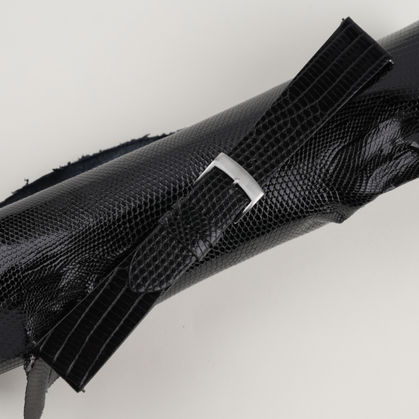 Vintage Black Lizard Leather Watch Strap 4 Vintage Black Lizard Leather Watch Strap
