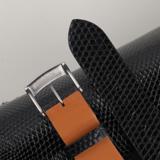Vintage Black Lizard Leather Watch Strap 3 Vintage Black Lizard Leather Watch Strap