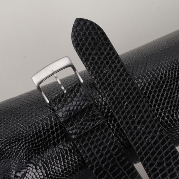 Vintage Black Lizard Leather Watch Strap 2 Vintage Black Lizard Leather Watch Strap