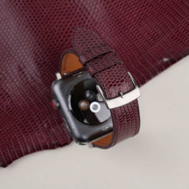Burgundy Lizard Leather Apple Watch Band
