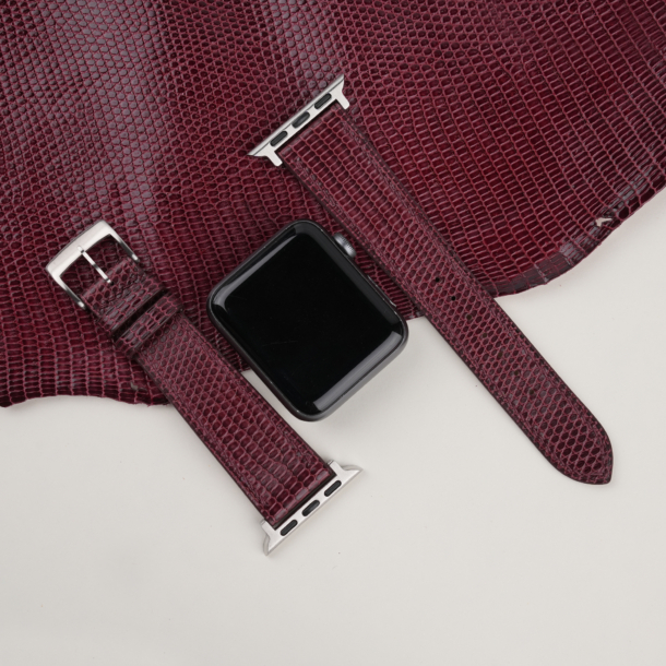 Burgundy Lizard Leather Apple Watch Band