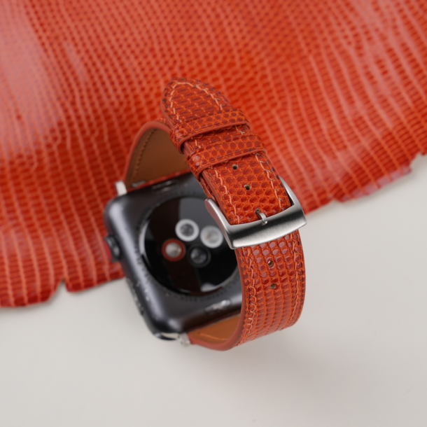 Orange Lizard Leather Apple Watch Band