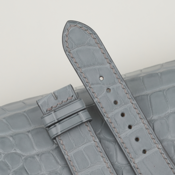 Light Grey Alligator Leather Watch Strap