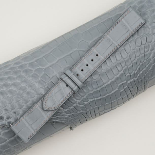 Light Grey Alligator Leather Watch Strap