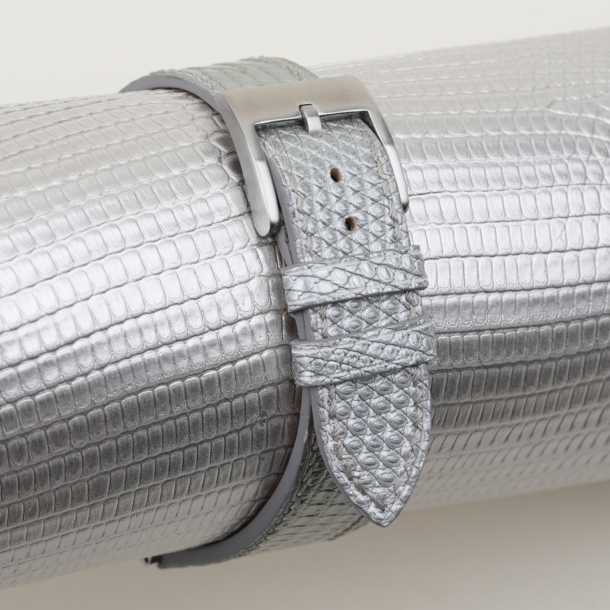 Silver Lizard Leather Watch Strap