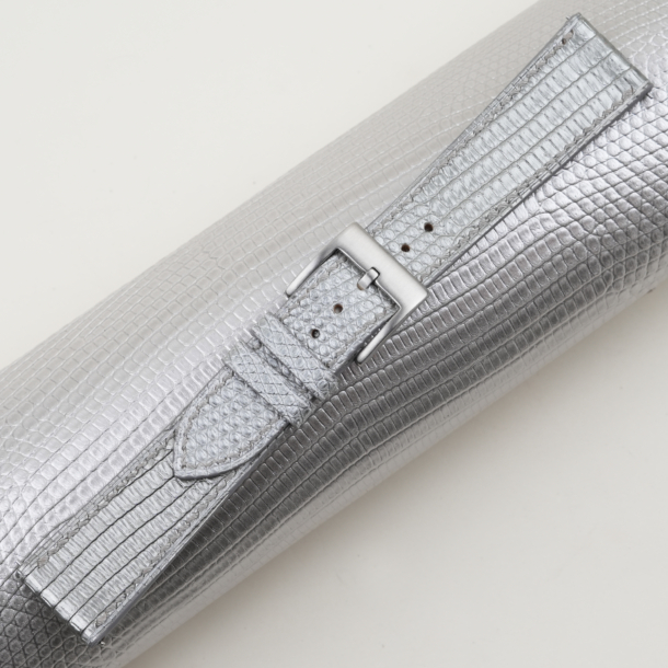 Silver Lizard Leather Watch Strap