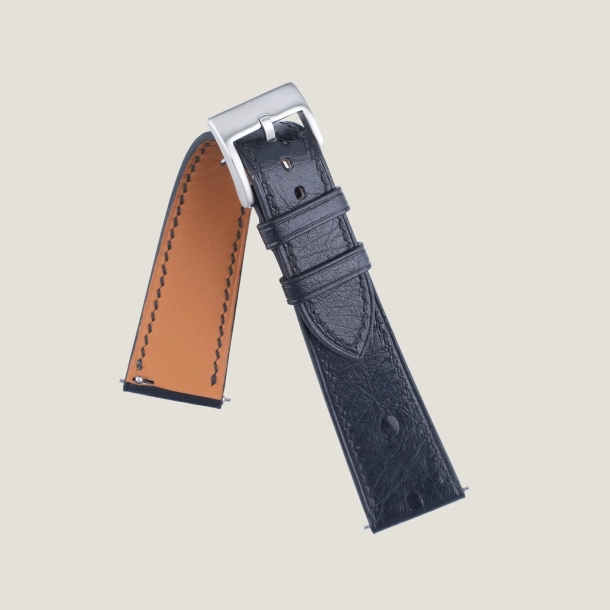 Black Ostrich leather Watch Strap