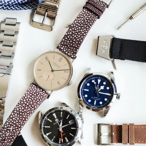 Purple Stingray leather watch strap