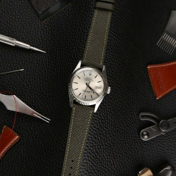 Olive Epsom Leather Watch Strap - Image 2