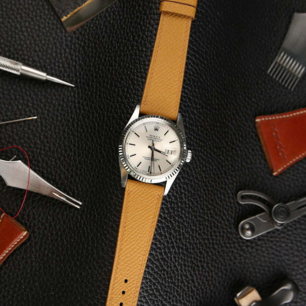 Sesame Epsom Leather Watch Strap - Image 3