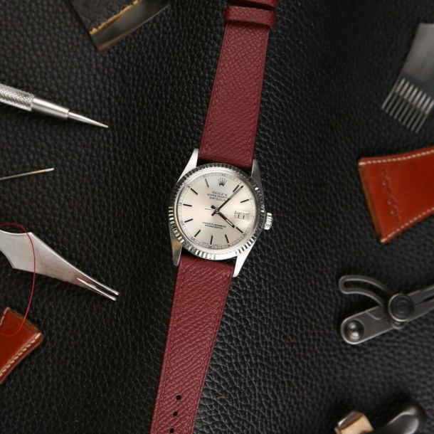 Burgundy Epsom Leather Watch Strap - Image 2