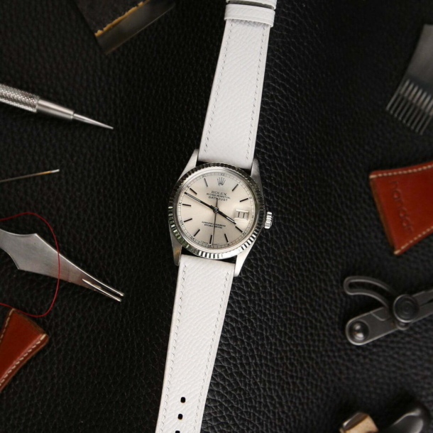 White Epsom Leather Watch Strap - Image 2