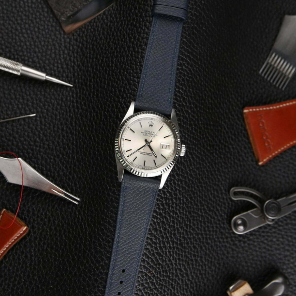 Navy Epsom Leather Watch Strap - Image 2