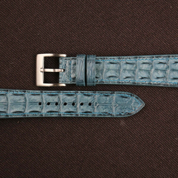 Blue Grey Double Hornback Alligator Watch Strap - Image 2