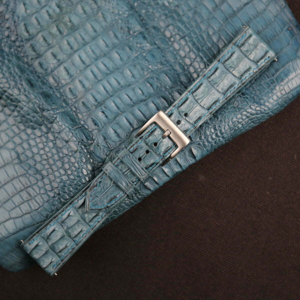 Blue Grey Double Hornback Alligator Watch Strap - Image 3