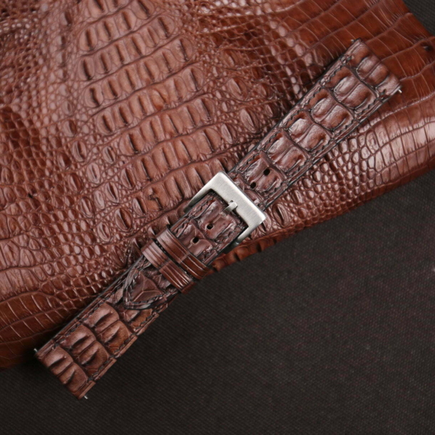 Brown Double Hornback Alligator Watch Strap 3 Brown Double Hornback Alligator Watch Strap - Image 3
