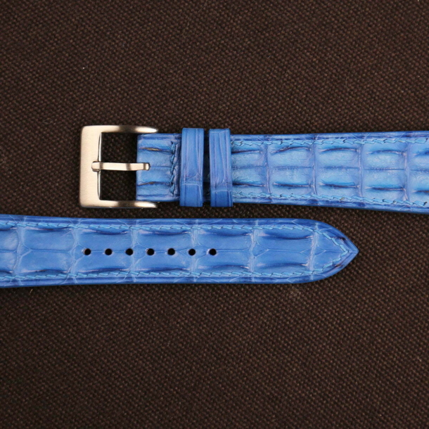 Light Blue Double Hornback Alligator Watch Strap - Image 2