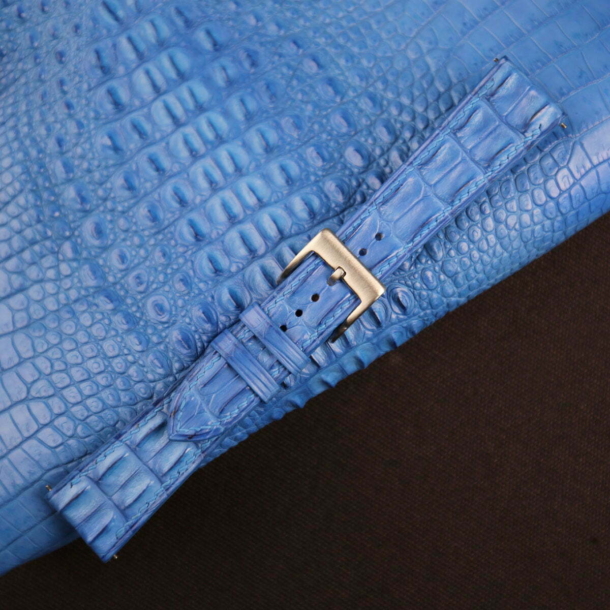 Light Blue Double Hornback Alligator Watch Strap - Image 3