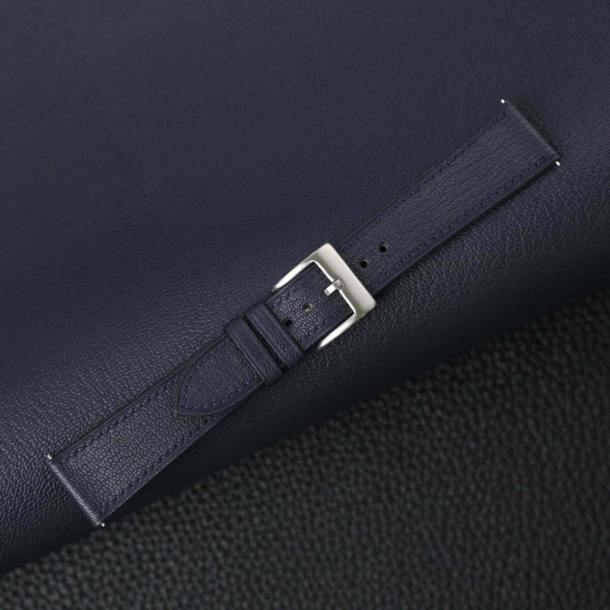 Navy Alran Chevre Leather Watch Strap - Image 4