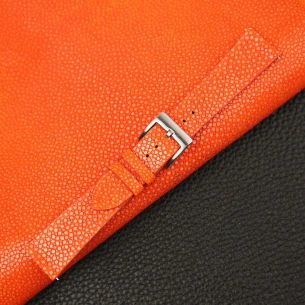 Vintage Orange Stingray Leather Watch Strap - Image 3