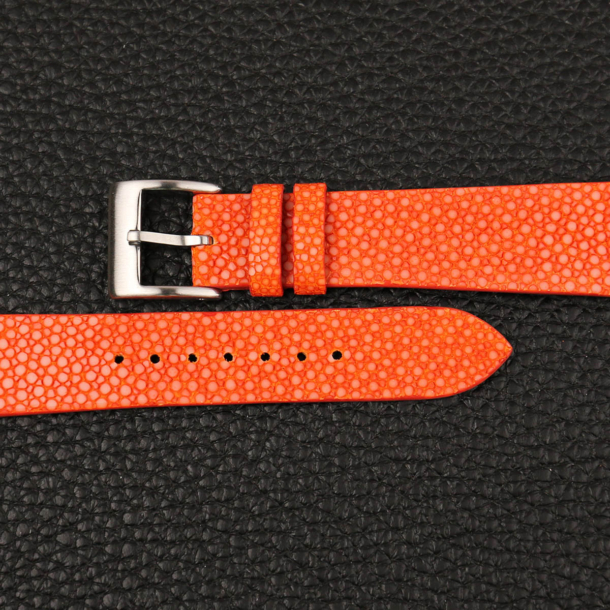 Vintage Orange Stingray Leather Watch Strap - Image 2