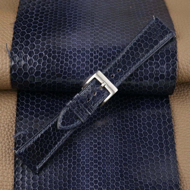Navy Snake Sea Leather Watch Strap - Image 2