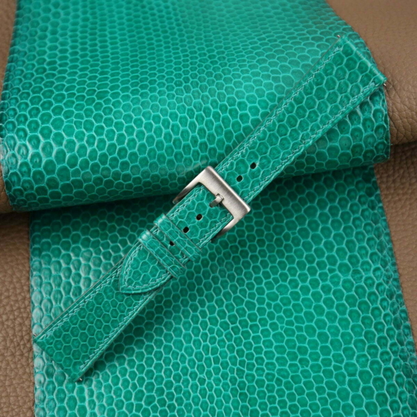 Green Snake Sea Leather Watch Strap - Image 3