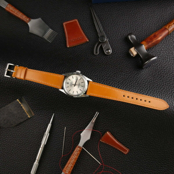 Whiskey Shell Cordovan Leather Watch Strap 2 Whiskey Shell Cordovan Leather Watch Strap - Image 2