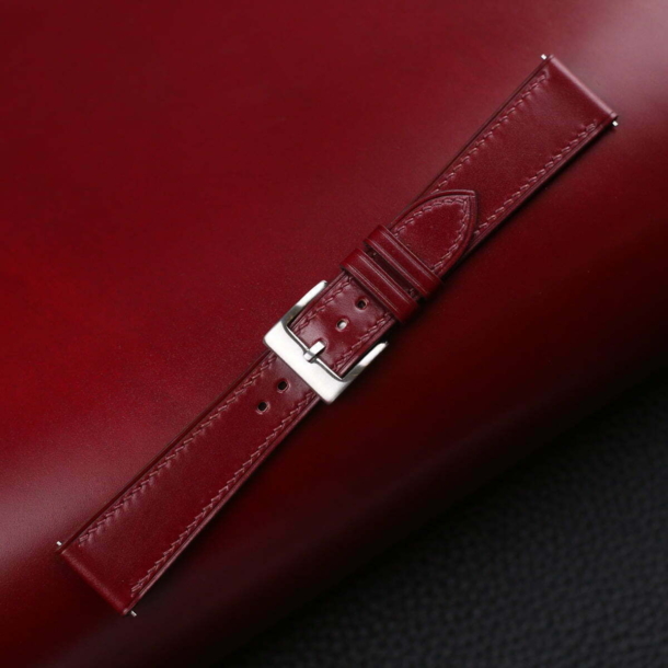Burgundy Shell Cordovan Leather Watch Strap - Image 4