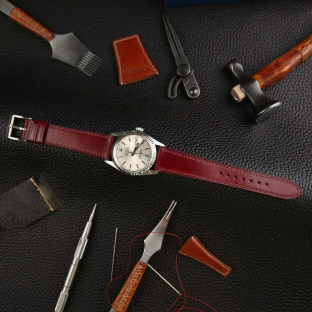 Burgundy Shell Cordovan Leather Watch Strap - Image 2