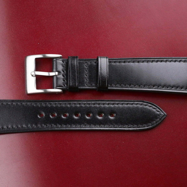 Black Shell Cordovan Leather Watch Strap - Image 4