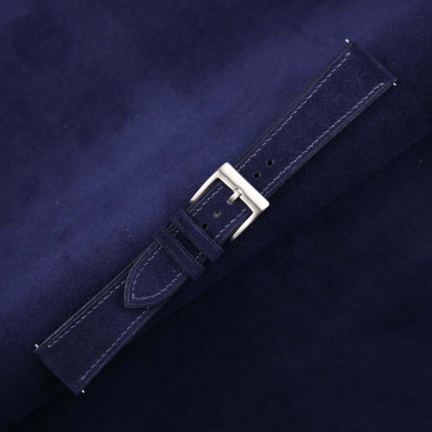 Navy Suede Leather Watch Strap - Image 4