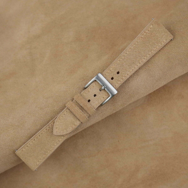 Dark Beige Suede Leather Watch Strap - Image 3