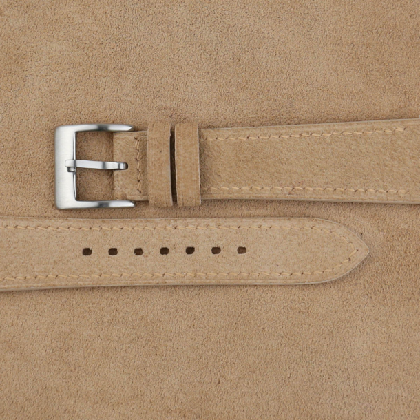 Dark Beige Suede Leather Watch Strap - Image 2