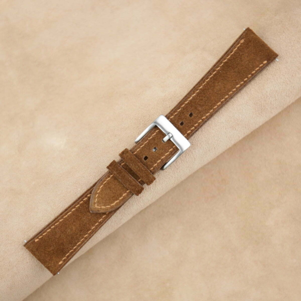 Cigarette Brown Suede Leather Watch Strap - Image 3
