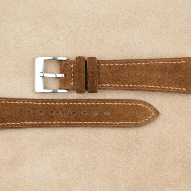 Cigarette Brown Suede Leather Watch Strap - Image 2